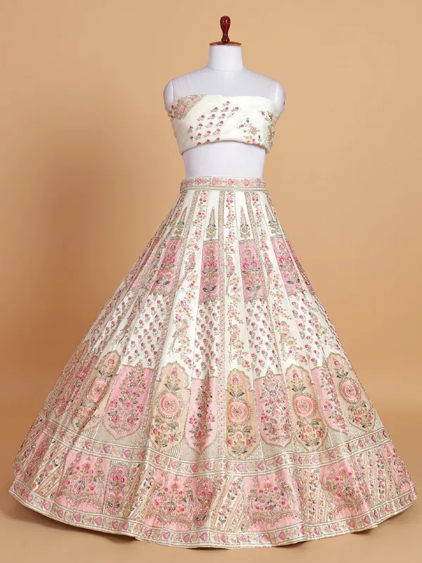 Elegantry ehite silk lehenga choli