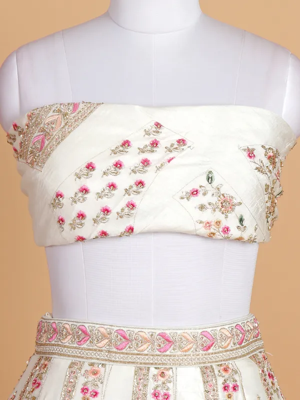 Elegantry ehite silk lehenga choli