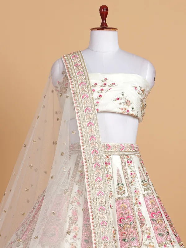 Elegantry ehite silk lehenga choli