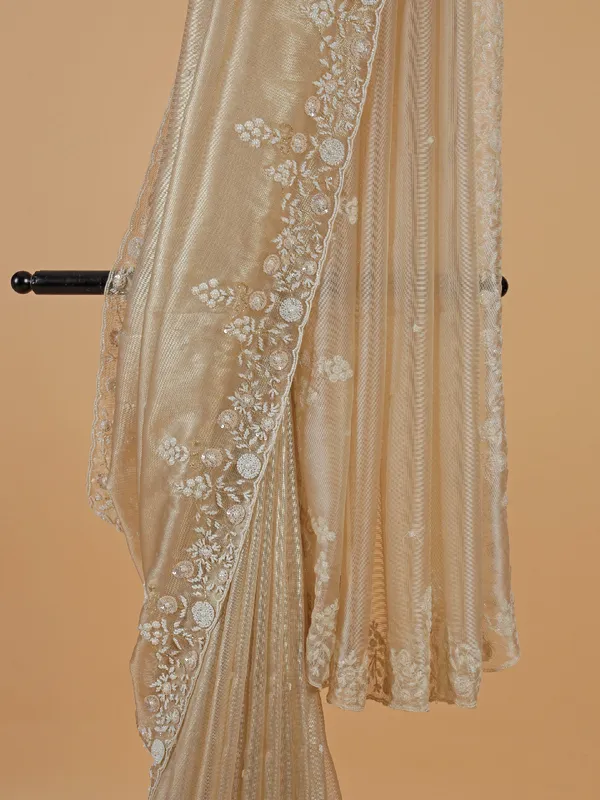 Elegantry organza beige saree
