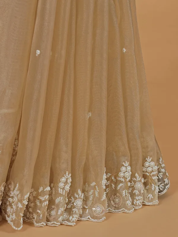 Elegantry organza beige saree