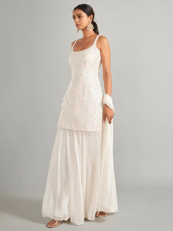 Enchanting georgette white palazzo salwar suit