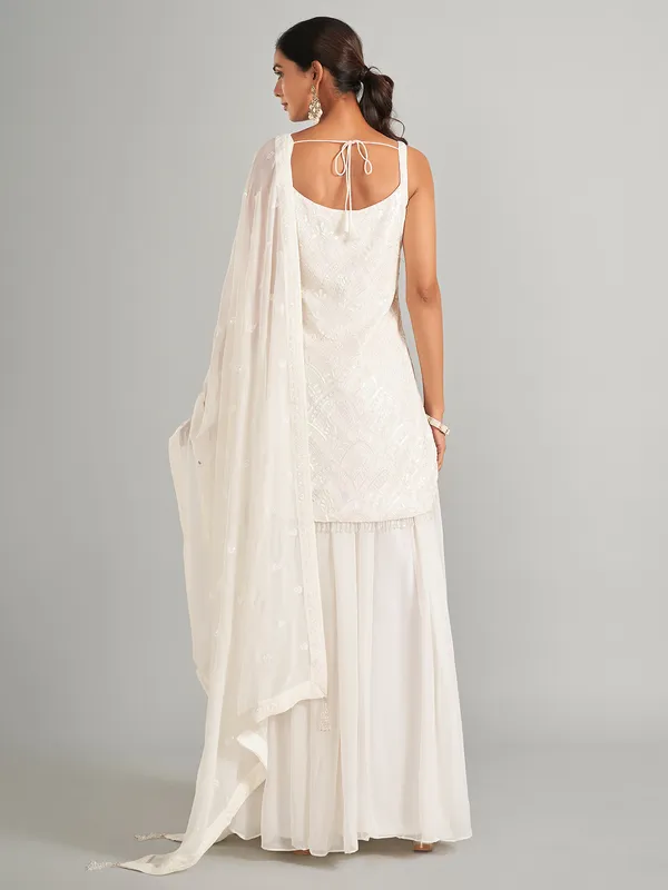 Enchanting georgette white palazzo salwar suit