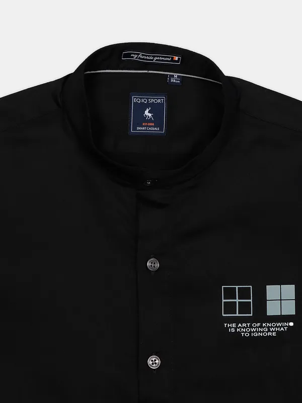 EQIQ black color plain cotton hue shirt