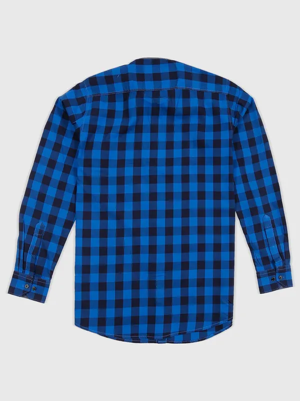 EQIQ presented royal blue checks shirt