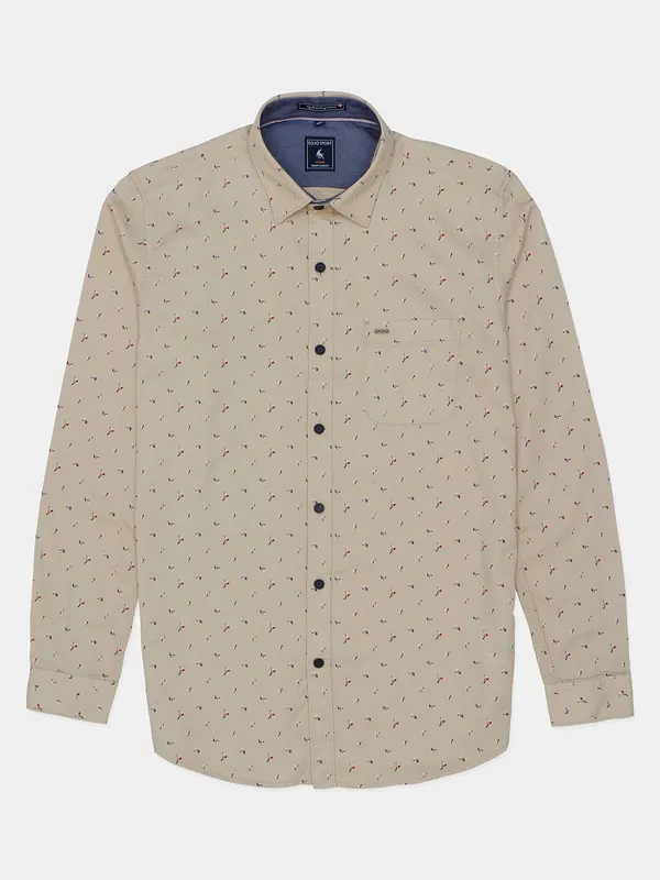 EQIQ printed light yellow casual wear shirt