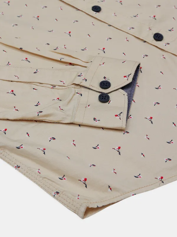 EQIQ printed light yellow casual wear shirt