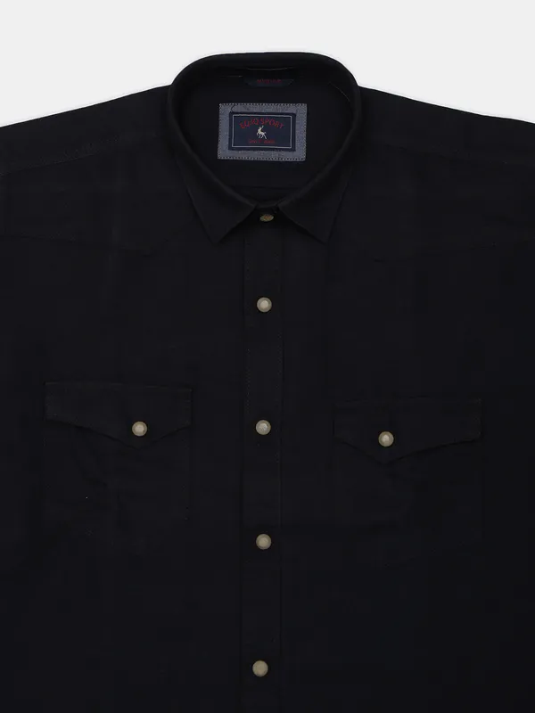 Eqiq solid black casual cotton shirt