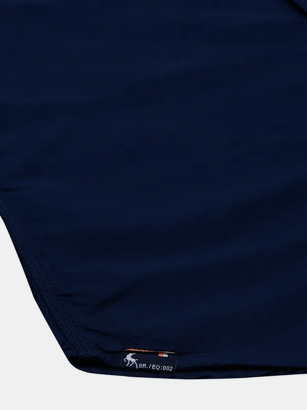 Eqiq solid navy cotton casual shirt