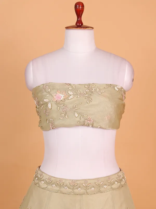 Ethereal cream tissue silk lehenga choli perfect for wedding