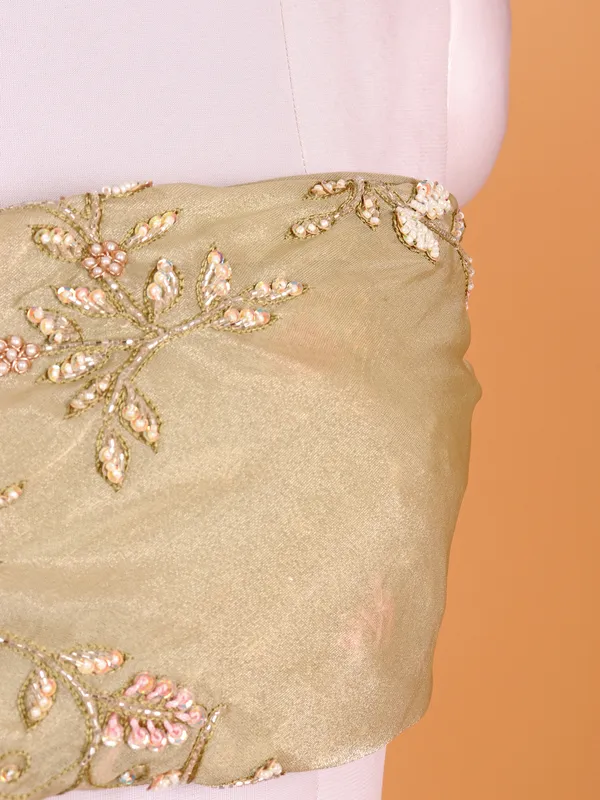 Ethereal cream tissue silk lehenga choli perfect for wedding