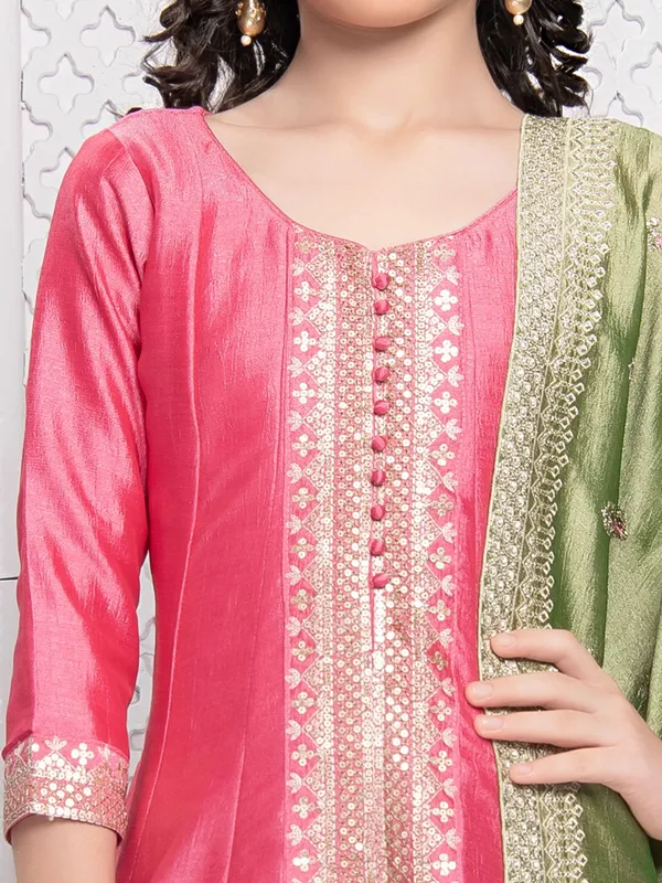 Ethnic bubblegum pink silk salwar suit