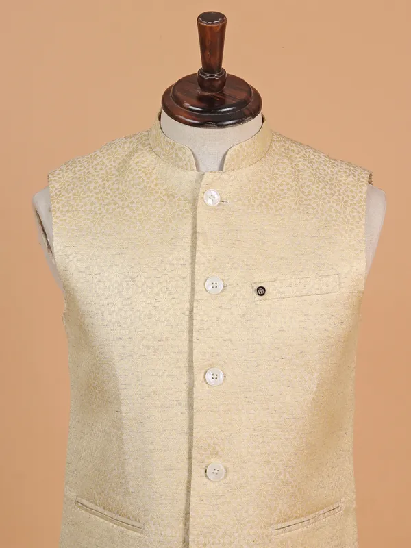 Everlasting cream cotton silk waistcoat for men