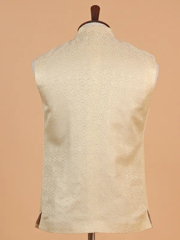 Everlasting cream cotton silk waistcoat for men