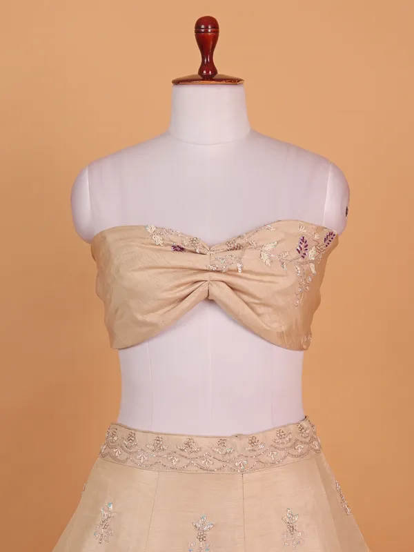 Exquisite cream raw silk lehenga choli for women