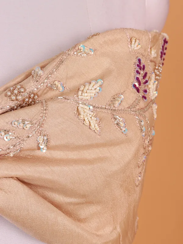 Exquisite cream raw silk lehenga choli for women