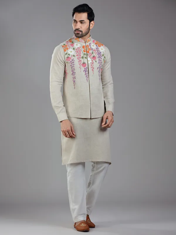 Exquisite dark beige waistcoat set for wedding