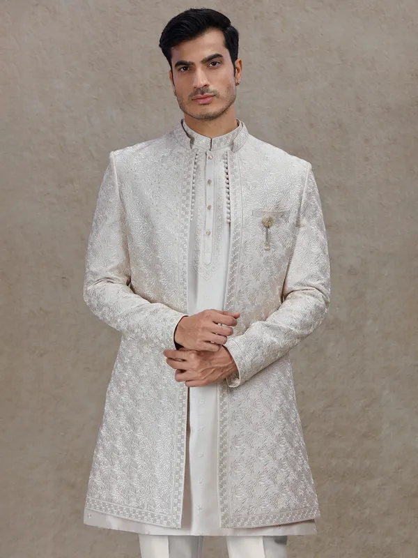 Exquisite light gold indo western for weddings and receptions