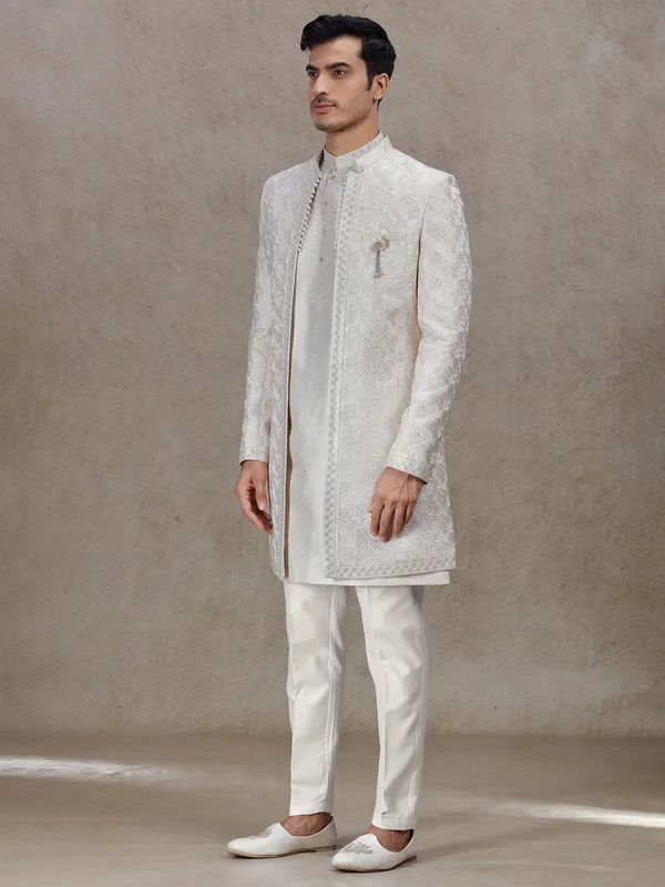 Exquisite light gold indo western for weddings and receptions