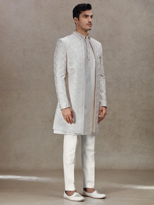 Exquisite light gold indo western for weddings and receptions