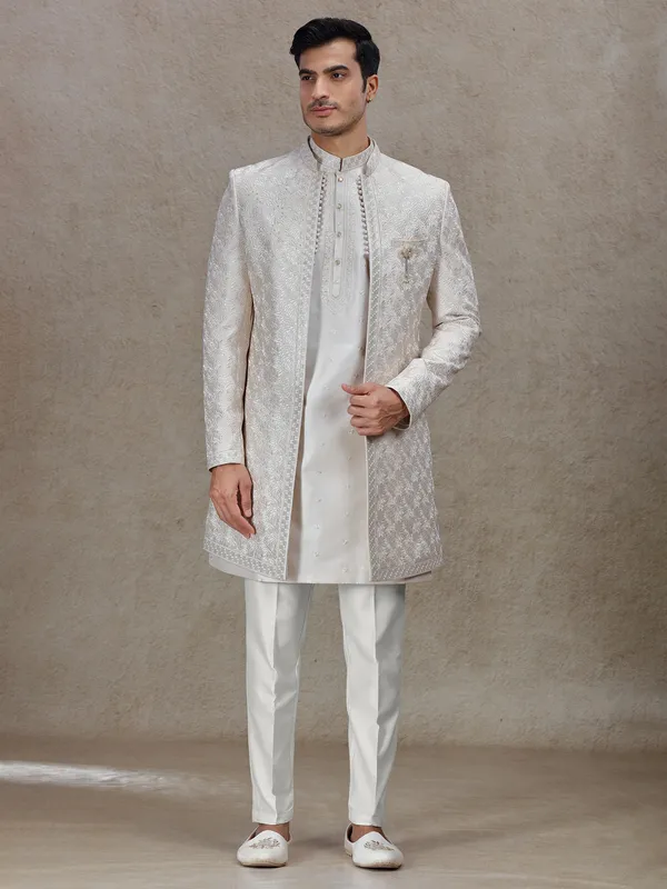 Exquisite light gold indo western for weddings and receptions