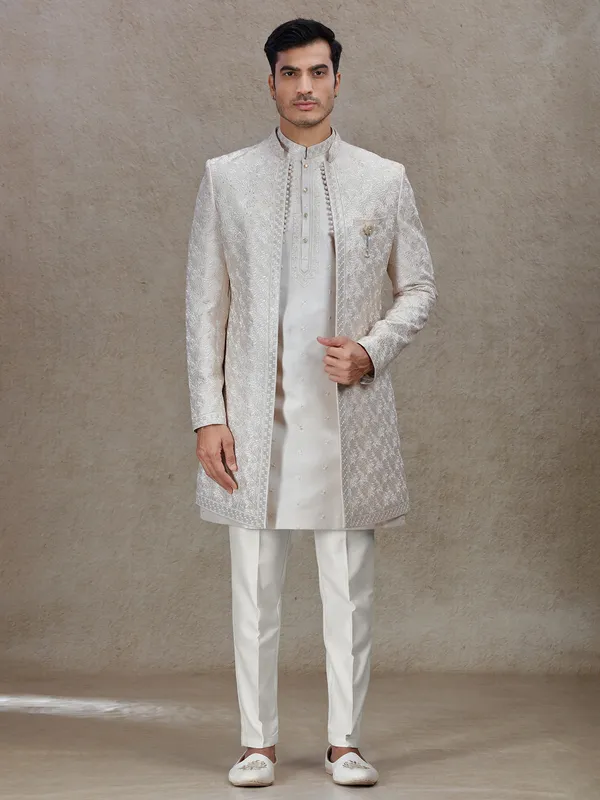 Exquisite light gold indo western for weddings and receptions