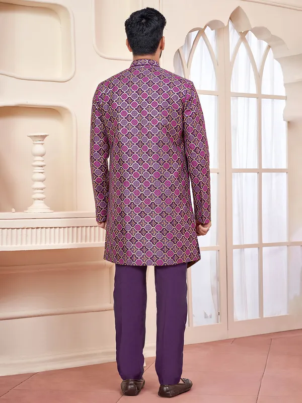 Exquisite purple indo western for weddings and receptions