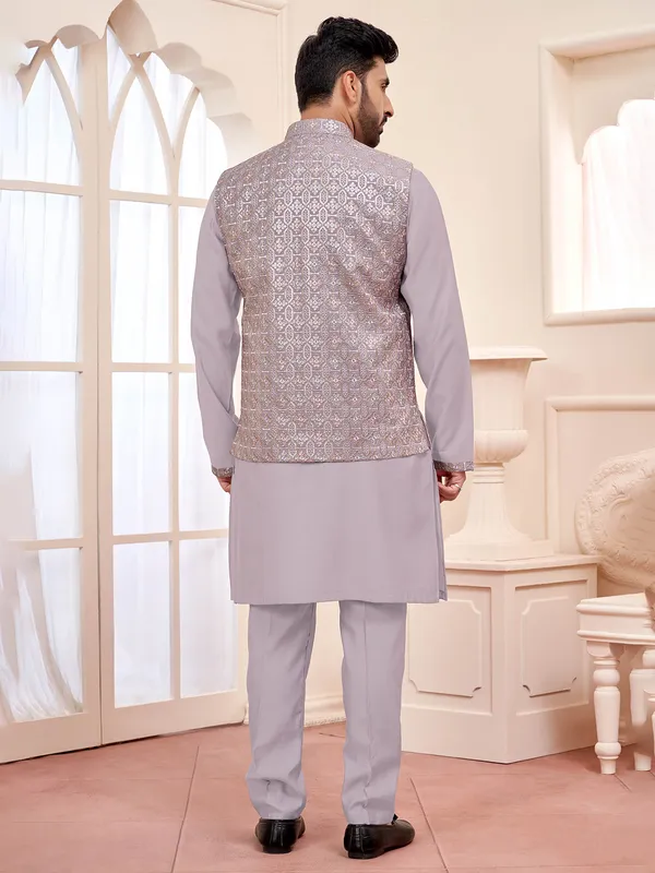 Exquisite violet waistcoat set for weddings and festive occasions