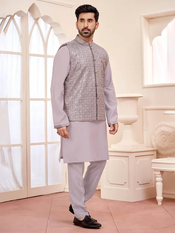 Exquisite violet waistcoat set for weddings and festive occasions