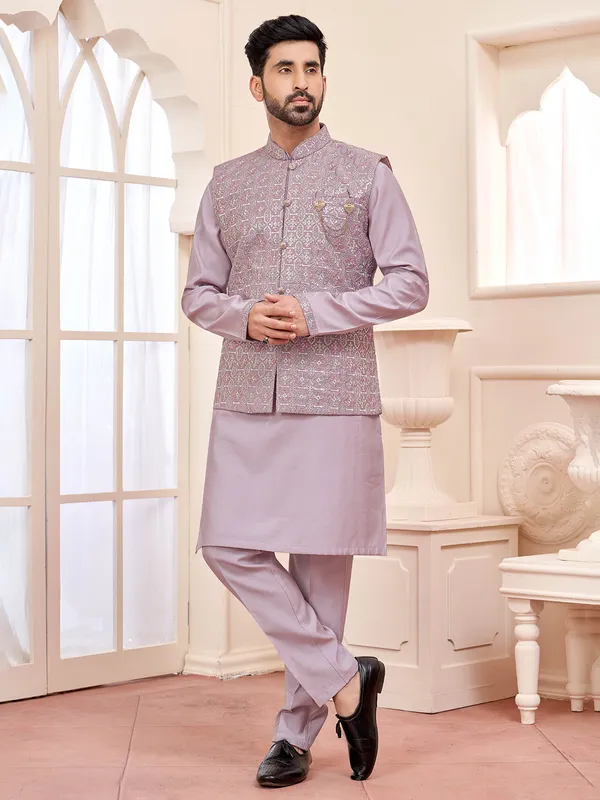 Exquisite violet waistcoat set for weddings and festive occasions