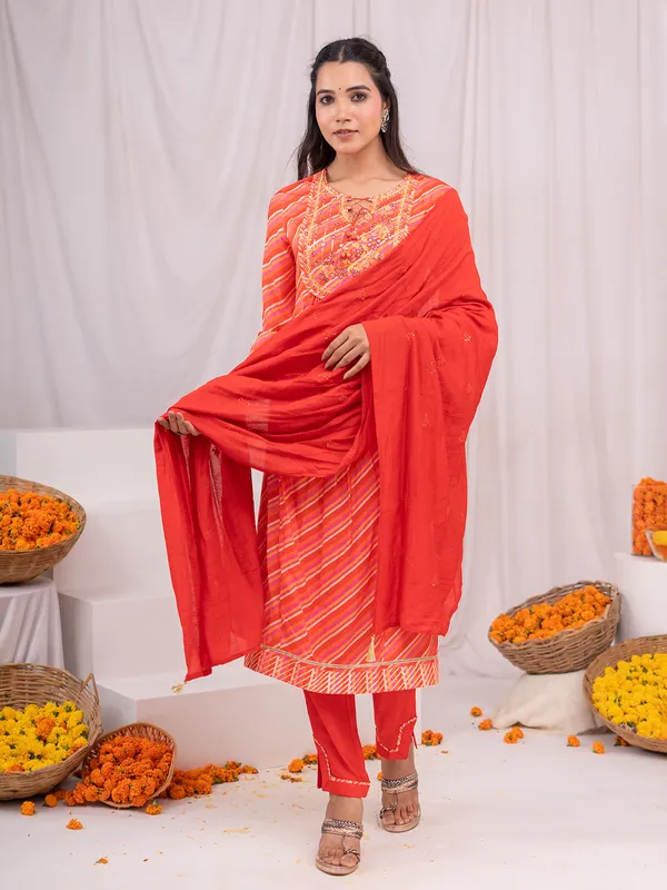 Fablous red cotton kurti set