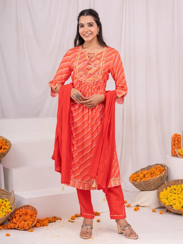 Fablous red cotton kurti set