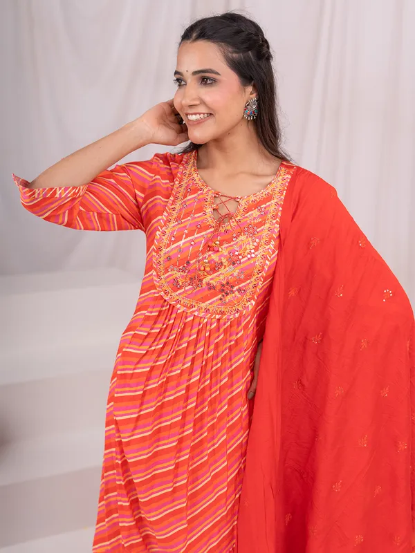 Fablous red cotton kurti set