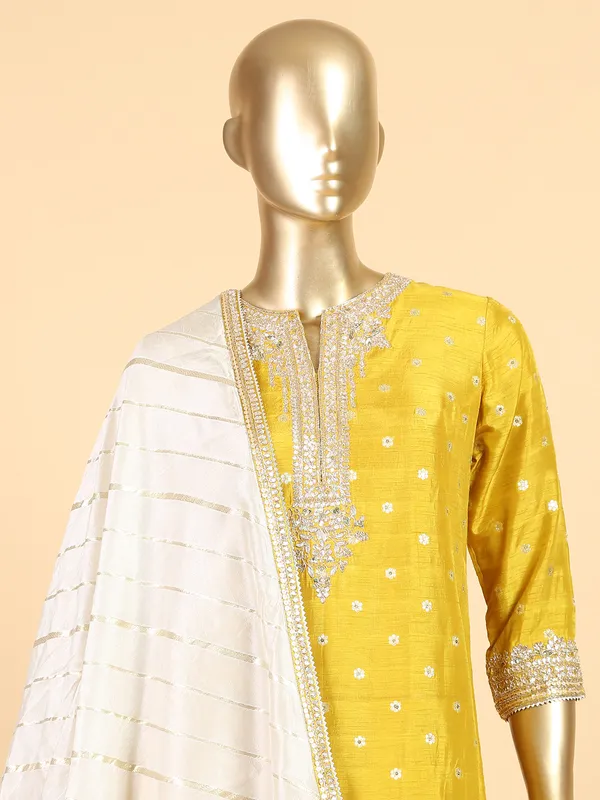 Fabulous bright yellow raw silk palazzo suit