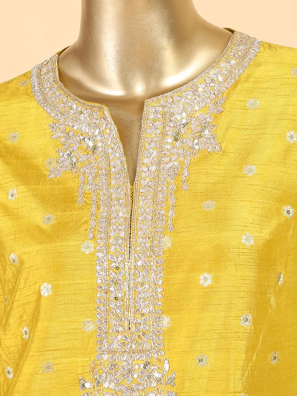 Fabulous bright yellow raw silk palazzo suit