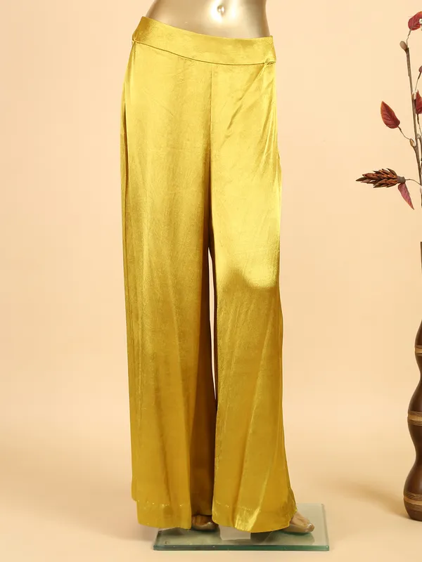 Fabulous bright yellow raw silk palazzo suit
