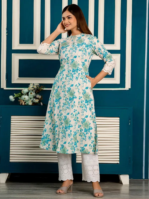Fabulous aqua cotton kurti
