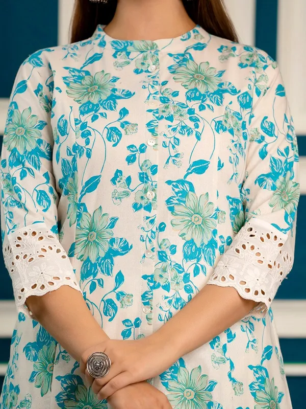 Fabulous aqua cotton kurti