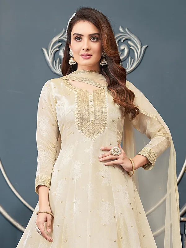 Fabulous cream silk salwar suit