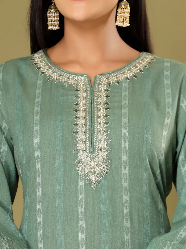 Fabulous dusty green cotton kurti