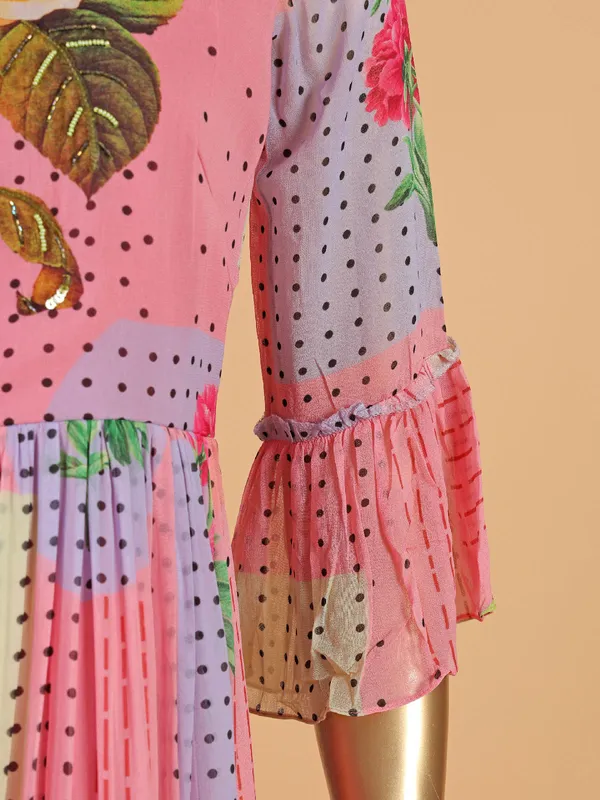Fabulous georgette baby pink dress