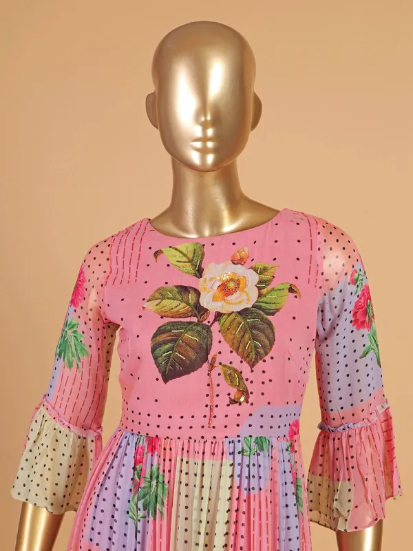 Fabulous georgette baby pink dress