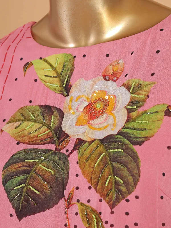Fabulous georgette baby pink dress