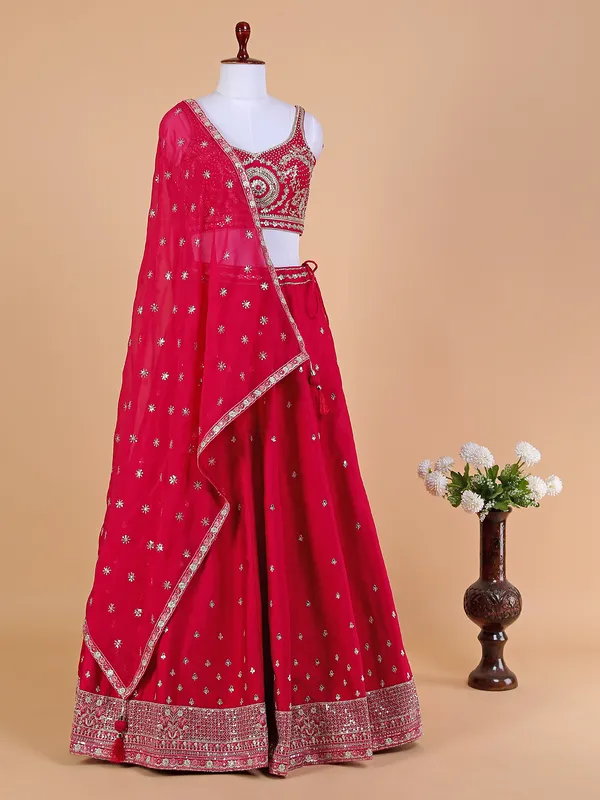 Fabulous magenta raw silk lehenga choli