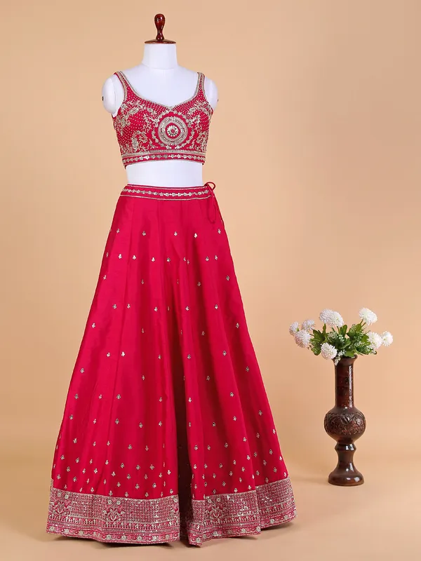 Fabulous magenta raw silk lehenga choli