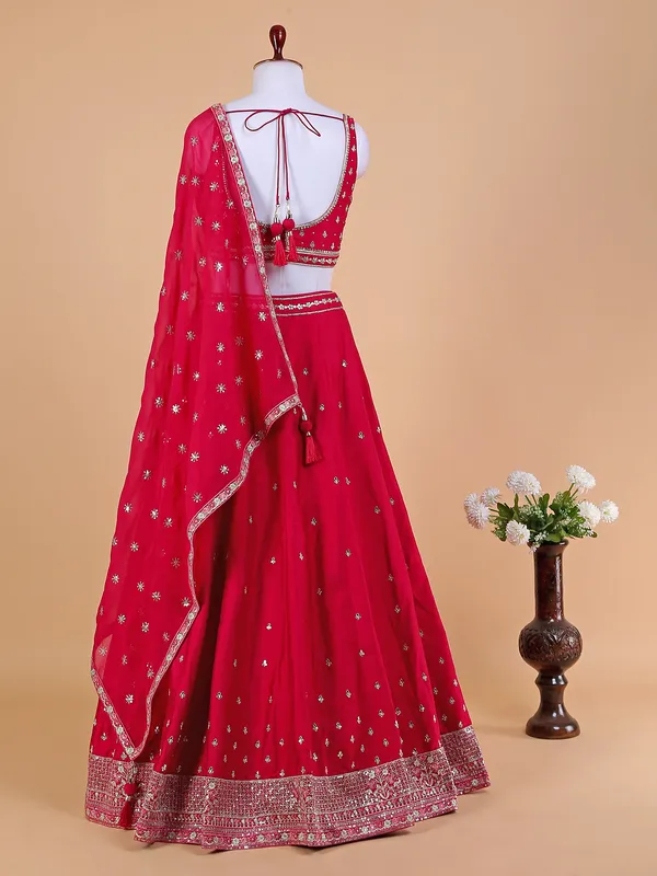 Fabulous magenta raw silk lehenga choli