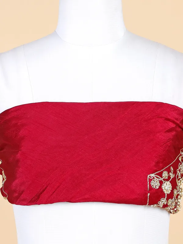 Fabulous maroon raw silk lehenga choli