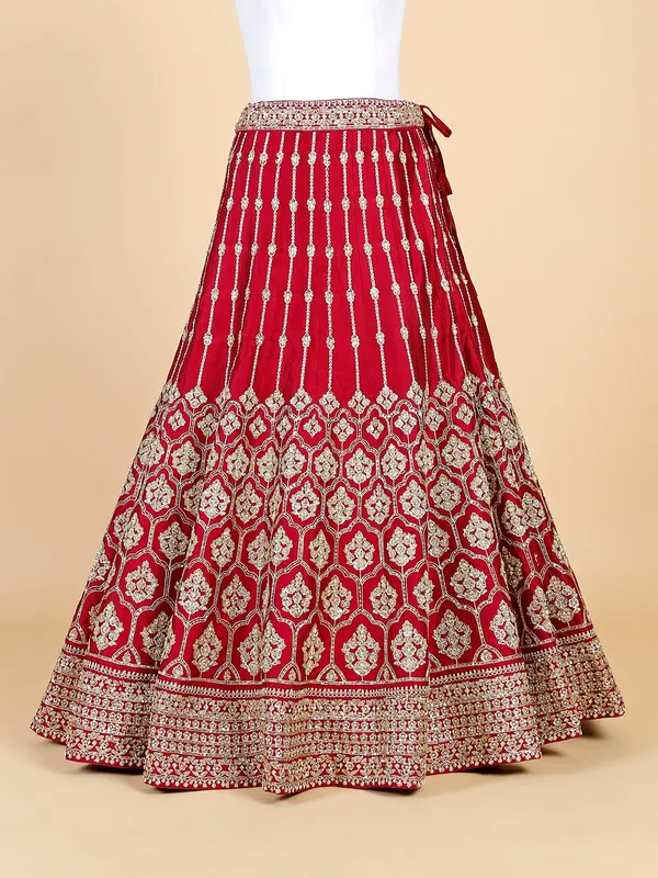 Fabulous maroon raw silk lehenga choli