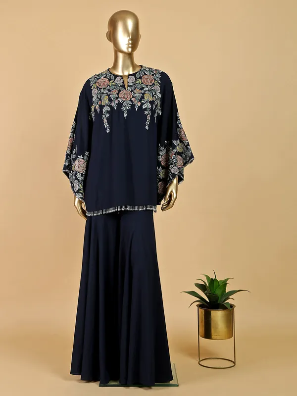 Fabulous navy georgette sharara suit