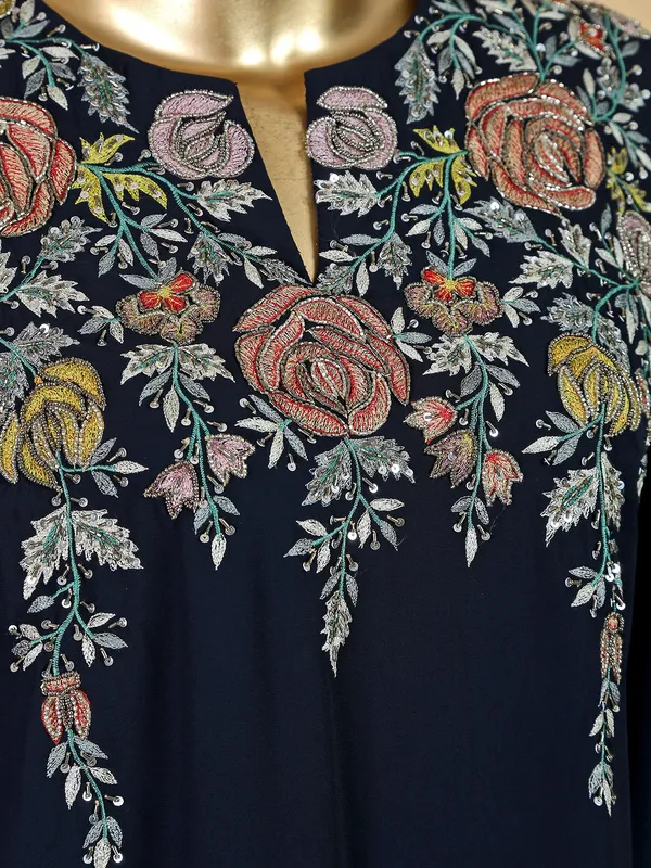Fabulous navy georgette sharara suit